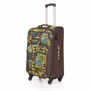Troler mare COLAGE expandabil, material textil impermeabil, gri cu galben 77 cm