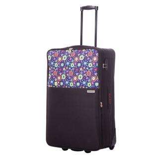 Troler mare, Neo 74 cm, material poliester, Negru cu prin floral