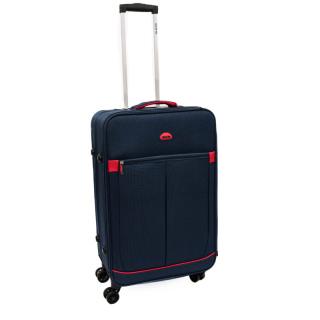 Troler mediu DORTMUND expandabil, material textil impermeabil, albastru 70 cm