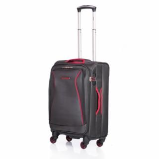 Troler mic CRUISE, material textil impermeabil gri cu rosu 55 cm
