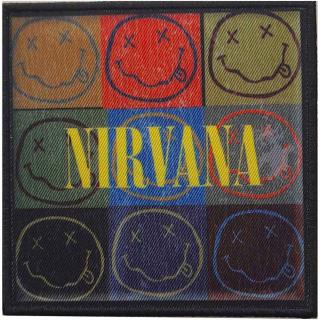 Patch NIRVANA STANDARD PRINTED PATCH: DISTRESSED HAPPY FACE BLOCKS