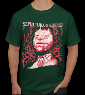 Tricou Sepultura - FOREST GREEN - Roots - Fruit Of the Loom ValueWeight