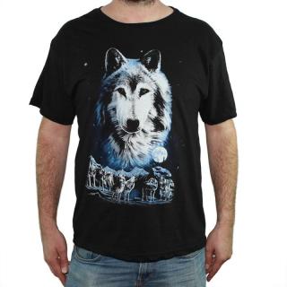 Tricou Wolf - White and Blue - Fruit Of The Loom ValueWeight