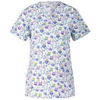 Bluza medicala alba cu bufnite