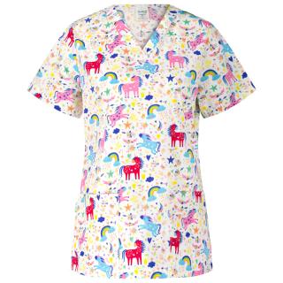 Bluza medicala alba cu unicorni