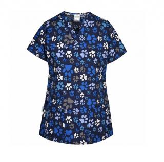 Bluza medicala albastra cu labute