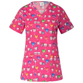 Bluza medicala roz cu dintisori