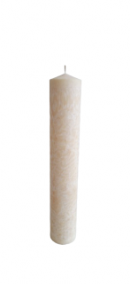 Lumanare naturala D6xH35 cm   Flori de gheata   culoare IVORY