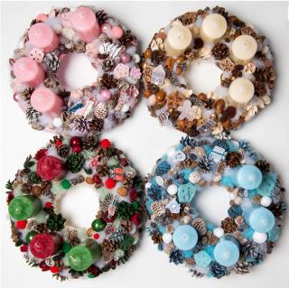 Lumanari de Advent ,   Set de 4 Lumanari  D4.4xH6.5 Cm Roz  Inchis