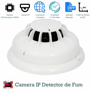 Camera Video Spion Integrata in Detector de Fum cu Wi-Fi Ip, HD, Senzor de Miscare Incorporat, 32GB - DFCSWIIP121