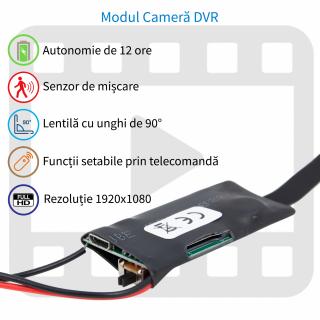 Camera Video Spion Modul Integrabil   8mm -12 ore - 32GB   Senzor de Miscare si Telecomanda   MCS8MM32GB
