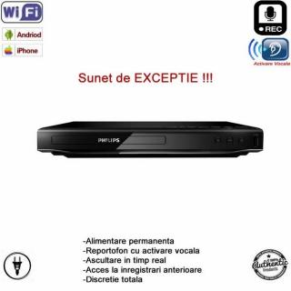 Dvd (Blue-Ray)  Player cu Microfon Spion Profesional, Wi-Fi + Ascultare Live pe Internet