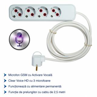 Microfon GSM Spion Ascuns in Prelungitor Functional   Activare Vocala   Modul cu 3 Microfoane   Foarte Apreciat PMDVXS108