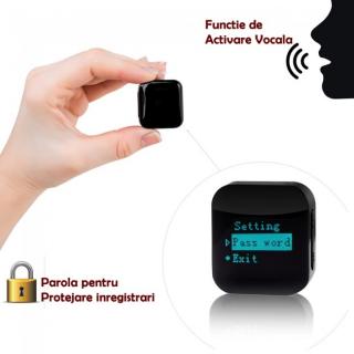 Mini Reportofon Activare Vocala si Parola De Protectie - -24 de ore Baterie - 4GB- 286 de ore - 1536 kbps, Model Profesional aTTo 4GB