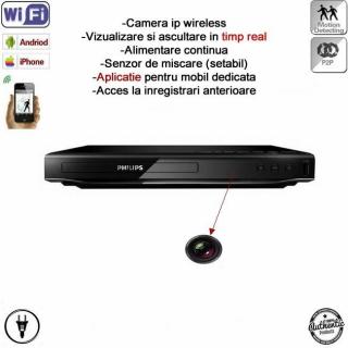 MinicameraVideo Spion IP Wireless + DVR, P2P, Wi-Fi Ascunsa in DVD Player