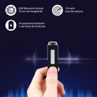 Reportofon Spion Camuflat in Stick de Memorie de 4GB   70 ore de Inregistrare   16 Ore Autonomie Baterie    RMVR4GB
