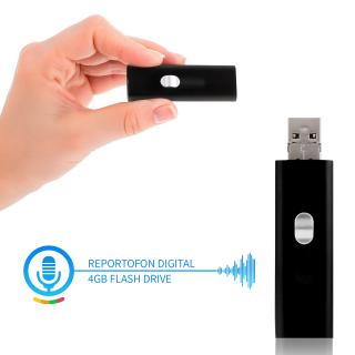Reportofon Spion cu Activare Vocala Ascuns in Stick USB de Memorie   4GB - 74 de Ore    Solutie Optima SR094GB22