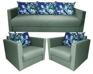 Set living canapea cu 2 fotolii 3+1+1 Croma N34 verde