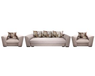 Set living canapea cu 2 fotolii 3+1+1 Lindo N04 Crem inchis