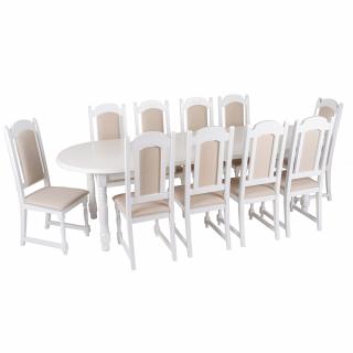 Set masa cu 10 scaune dining Imperial alb, 200 280 x 100 x 80 cm