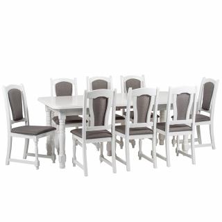 Set masa cu 8 scaune dining Regal alb, 200 280 x 100 x 80 cm