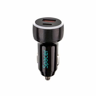 Alim. auto Spacer USB-AC 17W negru