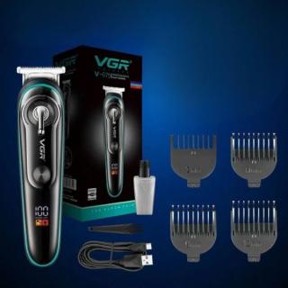 Aparat de tuns parul profesional, display LED baterie, acumulator reincarcabil, 4 marimi, 4 viteze, Negru