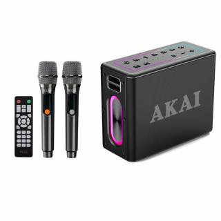 Boxa portabila Akai cu 2 microfoane 80W