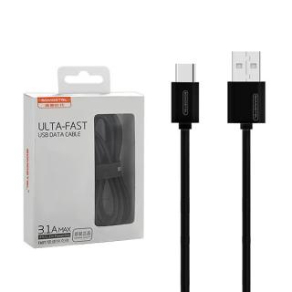 Cablu date Usb A la Type C 3.1A 30W 1.2m Quick Charge QC3.0 Black Powerline SMS-BP02