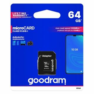 Card de memorie Micro SD Goodram Microcard 64 GB micro SD XC UHS-I class 10 memory card, SD adapter (M1AA-0640R12)