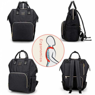 Geanta multifunctionala pentru scutece si biberon pentru mamici  neagra, rucsac mamici