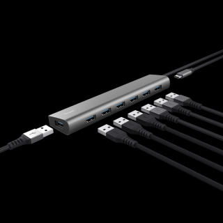 Hub Trust Halyx 7xUSB 3.2 Gen1, gri