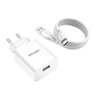 Incarcator cu Cablu Type C,18W,  VFAN E03, 1x USB, 18W, QC 3.0 + cablu USB-C