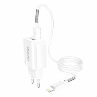 Incarcator iPhone Dudao cu cablu iPhone 2x USB 5V   2.4A + Lightning cable white