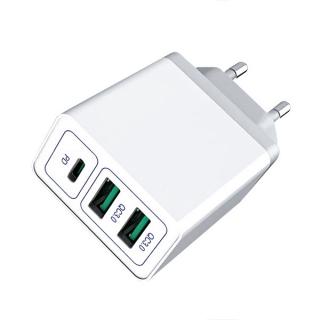 Incarcator USB + Type C 30w, Quick Charge 3.0, alb