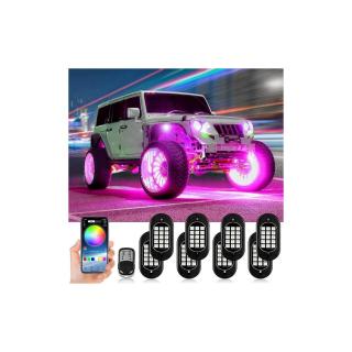 Kit lumini sub masina, Rock Lights, 8 module, cu aplicatie telefon si telecomanda , Maverick, Rzr, Can am, Polaris, Cf Moto, Segway
