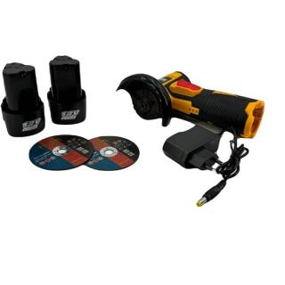 Mini polizor flex Pexor 20 cm, 2 Acumulatori 12V, Discuri incluse, Lada depozitare, Negru Portocaliu