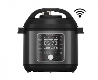 Multicooker smart Instant Pot Pro Plus 6, 1200W, 10 programe presetate, Capacitate 6.0 litri, Capac detasabil, Functie manuala, Inox Negru