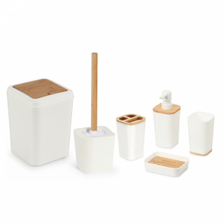 Set Baie 6 piese bambus, Crem Mat