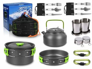 Set camping offroad, Set de vase de camping kemping ceainic tigaie 18in1