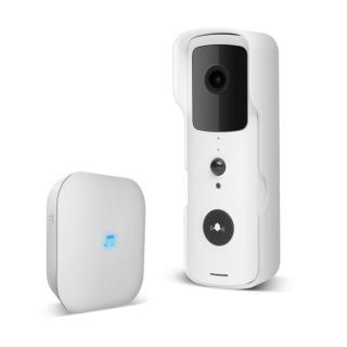 Sonerie inteligenta cu camera video Smart Wi-Fi, alimentat cu baterie, MicroSD, FHD, PIR, alb