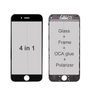 Sticla Geam cu rama Oca si polarizator pentru Iphone 6 Plus Negru