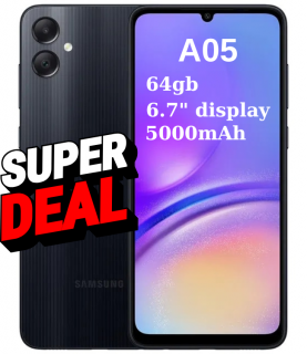 Telefon SAMSUNG Galaxy A05, 64 GB, 4 GB RAM, Black 5000mAh,