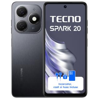 Telefon TECNO Spark 20, Octa Core 2.0 GHz, 256 GB + 8GB RAM, LTE, Gravity Black