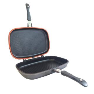 Tigaie dubla 36 cm, teflonata, Magic Grill Rosu