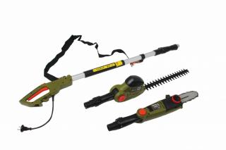 Unealta electrica multifunctionala 2 in 1 pentru gradina Heinner VMT001,drujba motofierastrau 750 W,trimmer gard viu 550 W,maner telescopic 128 - 197 cm