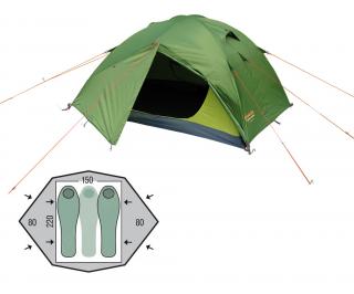 Cort Pinguin Gemini 150 green pack, 2-3 persoane, 3.5kg, 220x150cm, verde