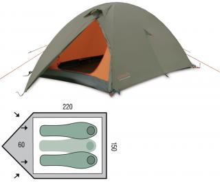 Cort Pinguin Scout, 2-3 persoane, verde, 3.2kg