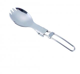 Tacam camping pliabil inox spork Pinguin, lingura si furculita, cu husa