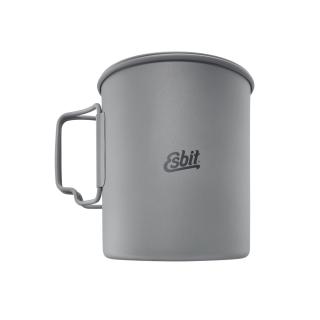 Vas titaniu Esbit 750ml PT750-TI, gri, cu capac si husa cu buzunare pentru tacamuri, 106g